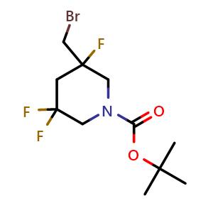 Chemical structure of tert-butyl 3-(bromomethyl)-3,5,5-trifluoro-piperidine-1-carboxylate , CAS 2920427-09-2, AChemBlock V154326