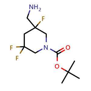 Chemical structure of tert-butyl 3-(aminomethyl)-3,5,5-trifluoro-piperidine-1-carboxylate , CAS 2920414-53-3, AChemBlock V154328