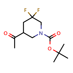 Chemical structure of tert-butyl 5-acetyl-3,3-difluoro-piperidine-1-carboxylate , CAS 2920404-88-0, AChemBlock V154335