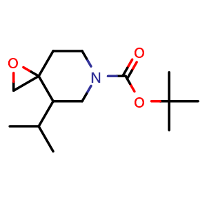 Chemical structure of tert-butyl 4-isopropyl-1-oxa-6-azaspiro[2.5]octane-6-carboxylate , CAS 2920427-14-9, AChemBlock V154357