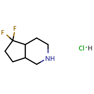 Chemical structure of 5,5-difluoro-1,2,3,4,4a,6,7,7a-octahydrocyclopenta[c]pyridine hydrochloride , CAS 2708287-81-2, AChemBlock V154376