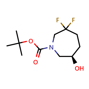 Chemical structure of tert-butyl (6R)-3,3-difluoro-6-hydroxy-azepane-1-carboxylate , CAS 2839975-04-9, AChemBlock V154381