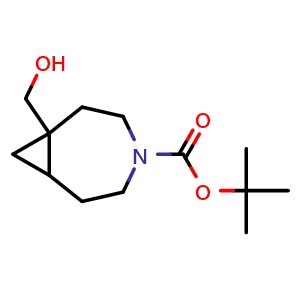Chemical structure of tert-butyl 1-(hydroxymethyl)-4-azabicyclo[5.1.0]octane-4-carboxylate , CAS 2920415-07-0, AChemBlock V154382