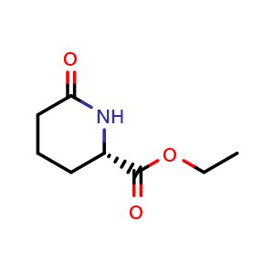 Chemical structure of ethyl (2S)-6-oxopiperidine-2-carboxylate , CAS 128726-44-3, AChemBlock V154397