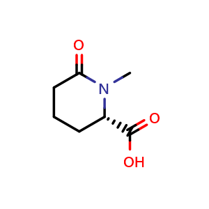 Chemical structure of (2S)-1-methyl-6-oxo-piperidine-2-carboxylic acid , CAS 1448544-65-7, AChemBlock V154402