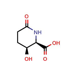 Chemical structure of (2R,3S)-3-hydroxy-6-oxo-piperidine-2-carboxylic acid , CAS 479411-08-0, AChemBlock V154412