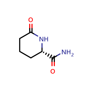 Chemical structure of (2S)-6-oxopiperidine-2-carboxamide , CAS 128425-23-0, AChemBlock V154415