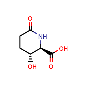 Chemical structure of (2R,3R)-3-hydroxy-6-oxo-piperidine-2-carboxylic acid , CAS 2381530-01-2, AChemBlock V154416