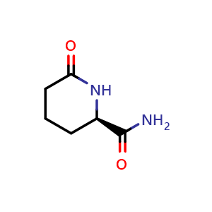 Chemical structure of (2R)-6-oxopiperidine-2-carboxamide , CAS 1841105-52-9, AChemBlock V154420