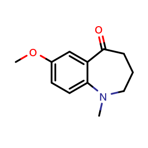 Chemical structure of 7-methoxy-1-methyl-3,4-dihydro-2H-1-benzazepin-5-one , CAS 1468639-20-4, AChemBlock V154422