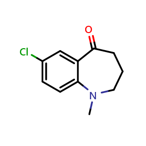 Chemical structure of 7-chloro-1-methyl-3,4-dihydro-2H-1-benzazepin-5-one , CAS 1464066-41-8, AChemBlock V154423
