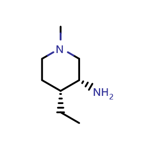 Chemical structure of (3R,4R)-4-ethyl-1-methyl-piperidin-3-amine , CAS 1931997-39-5, AChemBlock V154455