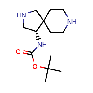 Chemical structure of tert-butyl N-[(4R)-2,8-diazaspiro[4.5]decan-4-yl]carbamate , CAS 2940871-85-0, AChemBlock V154463