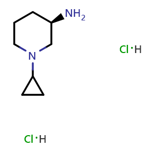Chemical structure of (3R)-1-cyclopropylpiperidin-3-amine dihydrochloride , CAS 2813579-64-3, AChemBlock V154478