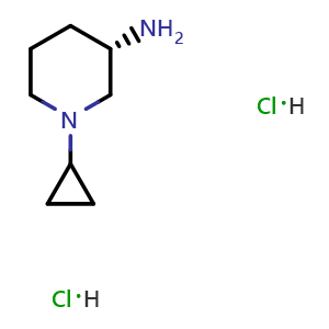 Chemical structure of (3S)-1-cyclopropylpiperidin-3-amine dihydrochloride , CAS 2813556-59-9, AChemBlock V154479