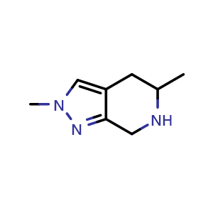 Chemical structure of 2,5-dimethyl-4,5,6,7-tetrahydropyrazolo[3,4-c]pyridine , CAS 2520934-89-6, AChemBlock V154492