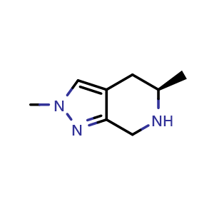Chemical structure of (5R)-2,5-dimethyl-4,5,6,7-tetrahydropyrazolo[3,4-c]pyridine , CAS 2940873-34-5, AChemBlock V154494