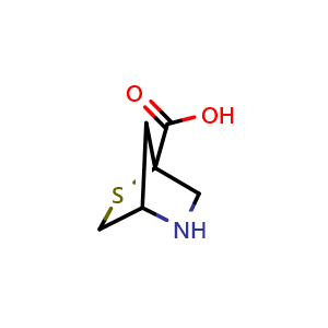 Chemical structure of 2-thia-5-azabicyclo[2.2.1]heptane-1-carboxylic acid , CAS 2920396-51-4, AChemBlock V154519