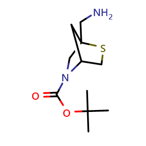 Chemical structure of tert-butyl 1-(aminomethyl)-2-thia-5-azabicyclo[2.2.1]heptane-5-carboxylate , CAS 2920389-42-8, AChemBlock V154527