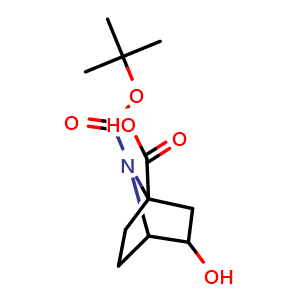 Chemical structure of exo-7-tert-butoxycarbonyl-3-hydroxy-7-azabicyclo[2.2.1]heptane-1-carboxylic acid , CAS 1822544-30-8, AChemBlock V154533