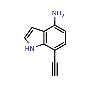 Chemical structure of 7-ethynyl-1H-indol-4-amine , CAS 2648981-40-0, AChemBlock V154582