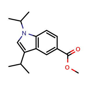 Chemical structure of methyl 1,3-diisopropylindole-5-carboxylate , CAS 2606948-60-9, AChemBlock V154618
