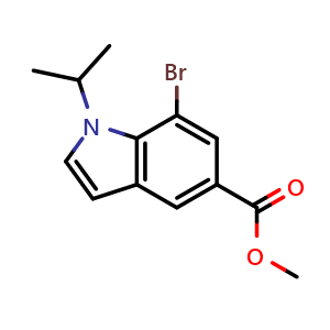 Chemical structure of methyl 7-bromo-1-isopropyl-indole-5-carboxylate , CAS 2606948-33-6, AChemBlock V154620