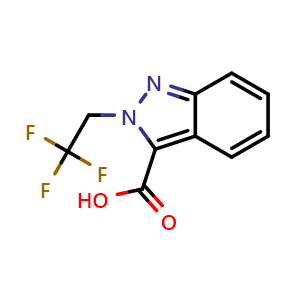 Chemical structure of 2-(2,2,2-trifluoroethyl)indazole-3-carboxylic acid , CAS 2378819-90-8, AChemBlock V154627
