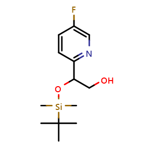 Chemical structure of 2-[tert-butyl(dimethyl)silyl]oxy-2-(5-fluoro-2-pyridyl)ethanol , CAS 2816913-53-6, AChemBlock V154630