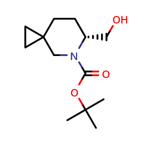 Chemical structure of tert-butyl (6R)-6-(hydroxymethyl)-5-azaspiro[2.5]octane-5-carboxylate , CAS 2920196-90-1, AChemBlock V154654