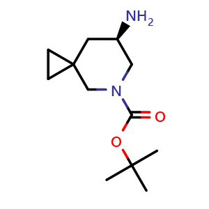 Chemical structure of tert-butyl (7R)-7-amino-5-azaspiro[2.5]octane-5-carboxylate , CAS 2920218-00-2, AChemBlock V154655