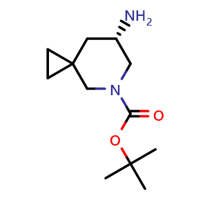 Chemical structure of tert-butyl (7S)-7-amino-5-azaspiro[2.5]octane-5-carboxylate , CAS 2920198-49-6, AChemBlock V154656