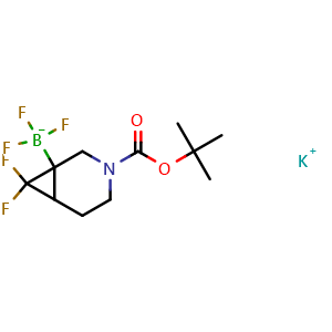 Chemical structure of potassium (3-tert-butoxycarbonyl-7,7-difluoro-3-azabicyclo[4.1.0]heptan-1-yl)-trifluoro-boranuide , AChemBlock V154661