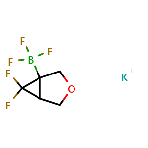 Chemical structure of potassium (6,6-difluoro-3-oxabicyclo[3.1.0]hexan-1-yl)-trifluoro-boranuide , AChemBlock V154663