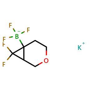 Chemical structure of potassium (7,7-difluoro-3-oxabicyclo[4.1.0]heptan-6-yl)-trifluoro-boranuide , AChemBlock V154664
