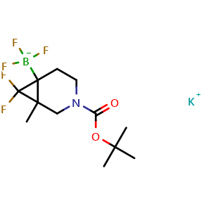 Chemical structure of potassium (3-tert-butoxycarbonyl-7,7-difluoro-1-methyl-3-azabicyclo[4.1.0]heptan-6-yl)-trifluoro-boranuide , AChemBlock V154667