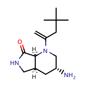 Chemical structure of rel-(3S,4aR,7aR)-3-amino-1-(3,3-dimethyl-1-methylene-butyl)-3,4,4a,5,6,7a-hexahydro-2H-pyrrolo[3,4-b]pyridin-7-one , CAS 2940868-76-6, AChemBlock V154676