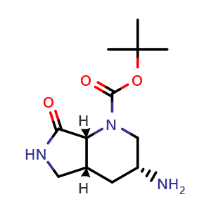 Chemical structure of tert-butyl (3R,4aR,7aR)-3-amino-7-oxo-3,4,4a,5,6,7a-hexahydro-2H-pyrrolo[3,4-b]pyridine-1-carboxylate , CAS 2920198-01-0, AChemBlock V154679
