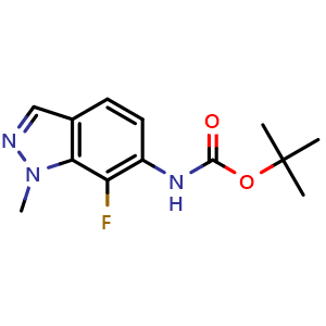 Chemical structure of tert-butyl N-(7-fluoro-1-methyl-indazol-6-yl)carbamate , CAS 2702323-56-4, AChemBlock V154709