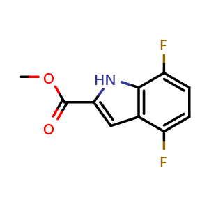 Chemical structure of methyl 4,7-difluoro-1H-indole-2-carboxylate , CAS 1156857-12-3, AChemBlock V154717