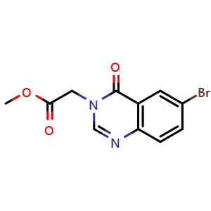 Chemical structure of methyl 2-(6-bromo-4-oxo-quinazolin-3-yl)acetate , CAS 67305-45-7, AChemBlock V154718