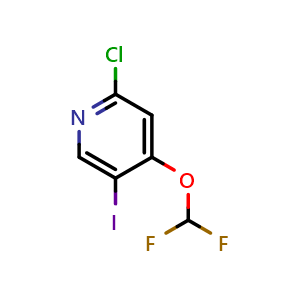 Chemical structure of 2-chloro-4-(difluoromethoxy)-5-iodo-pyridine , CAS 2733328-85-1, AChemBlock V154725
