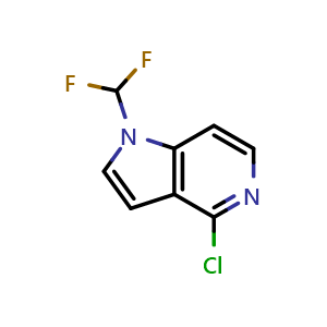 Chemical structure of 4-chloro-1-(difluoromethyl)pyrrolo[3,2-c]pyridine , CAS 2940945-59-3, AChemBlock V154729
