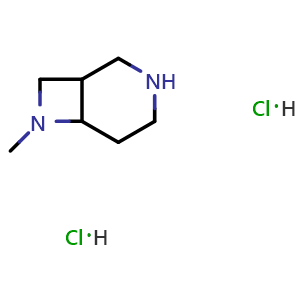 Chemical structure of 7-methyl-3,7-diazabicyclo[4.2.0]octane dihydrochloride , CAS 2708283-65-0, AChemBlock V154737