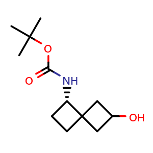 Chemical structure of tert-butyl N-[(1R,4r,6S)-2-hydroxyspiro[3.3]heptan-7-yl]carbamate , AChemBlock V154742