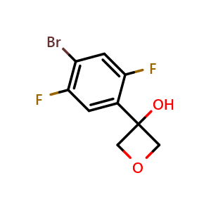 Chemical structure of 3-(4-bromo-2,5-difluoro-phenyl)oxetan-3-ol , CAS 2065235-77-8, AChemBlock V154746