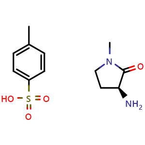 Chemical structure of (3S)-3-amino-1-methyl-pyrrolidin-2-one 4-methylbenzenesulfonic acid , CAS 2449063-37-8, AChemBlock V154747