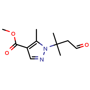 Chemical structure of methyl 1-(1,1-dimethyl-3-oxo-propyl)-5-methyl-pyrazole-4-carboxylate , CAS 2652026-04-3, AChemBlock V154768