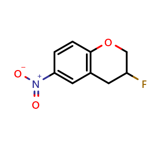 Chemical structure of 3-fluoro-6-nitro-chromane , CAS 2743531-76-0, AChemBlock V154788