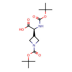 Chemical structure of (2S)-2-(tert-butoxycarbonylamino)-2-(1-tert-butoxycarbonylazetidin-3-yl)acetic acid , CAS 2920232-52-4, AChemBlock V154804